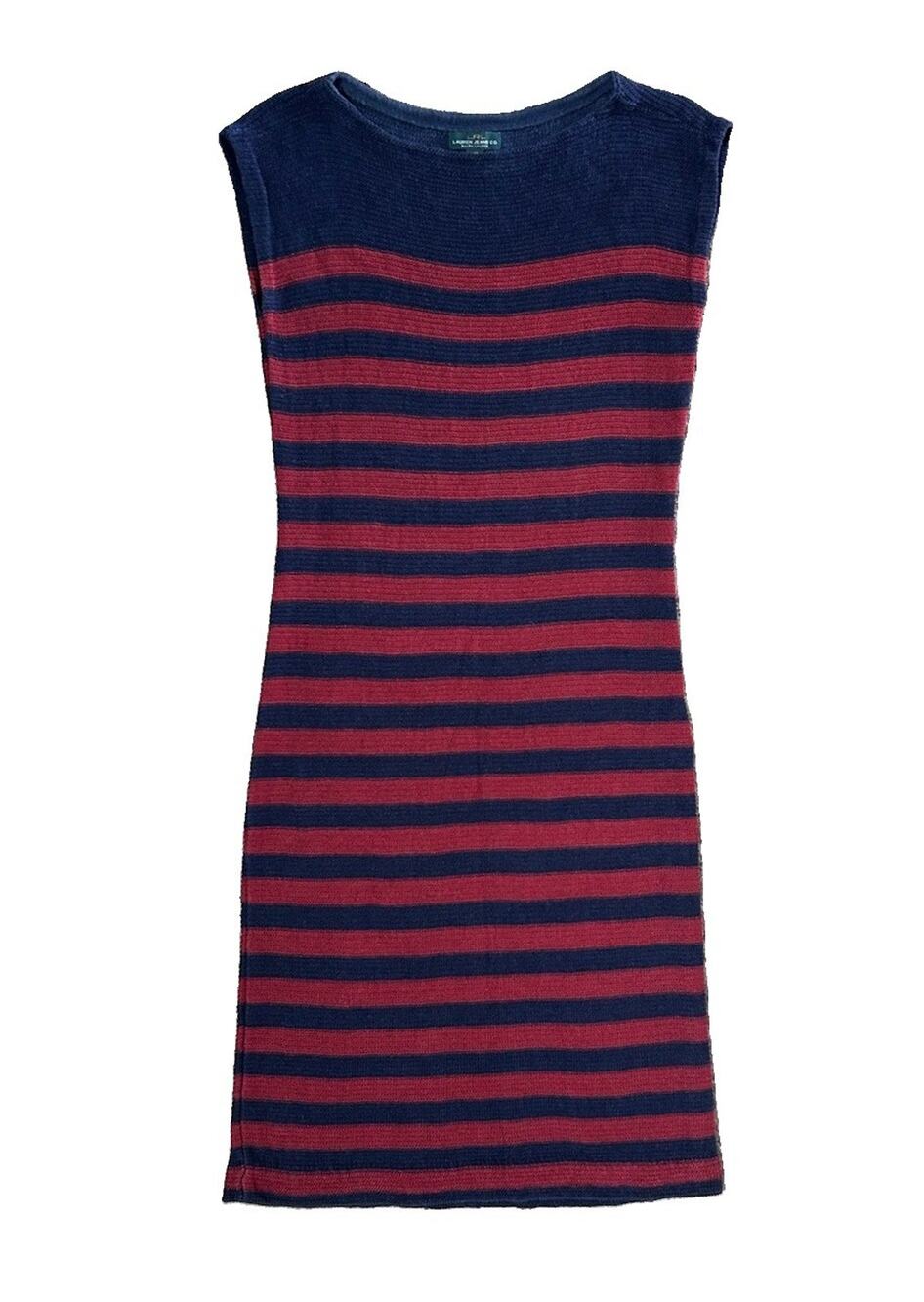 Lauren Ralph Lauren Women’s 100% Linen Striped Sleeveless Knit Midi Dress Size M